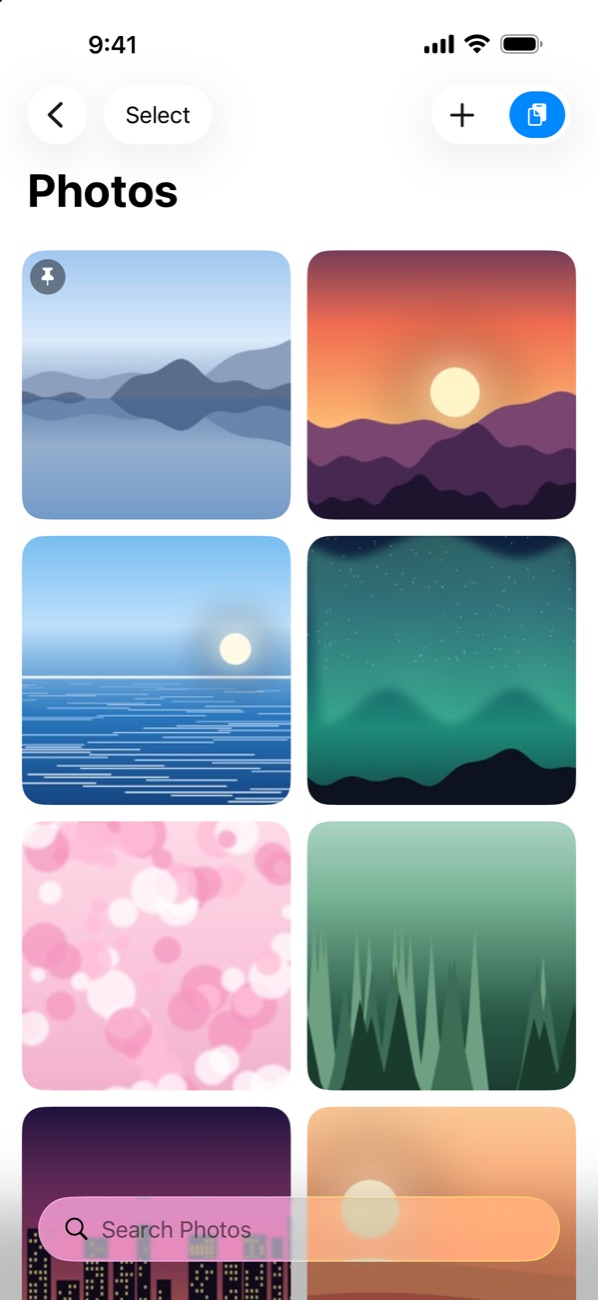 The Photos category on iPhone